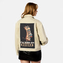 giraffebookworm patch on female atelier canvas jacket in tan