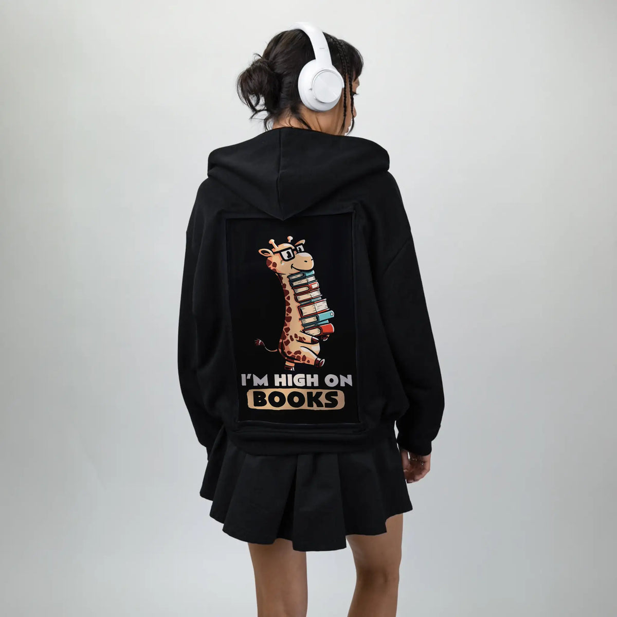 giraffebookworm patch on female essential zip hoodie in after hours