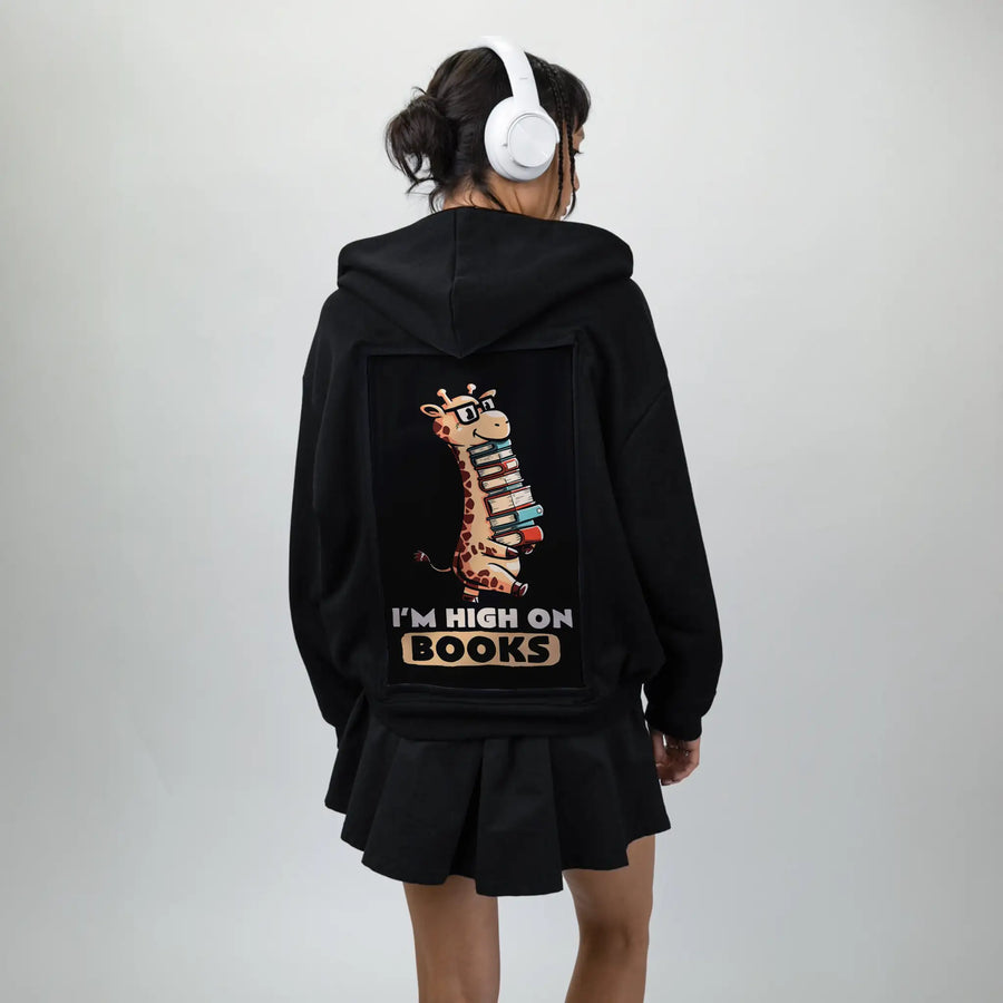 giraffebookworm patch on female essential zip hoodie in after hours