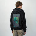 glitchskull patch on male essential zip hoodie in after hours