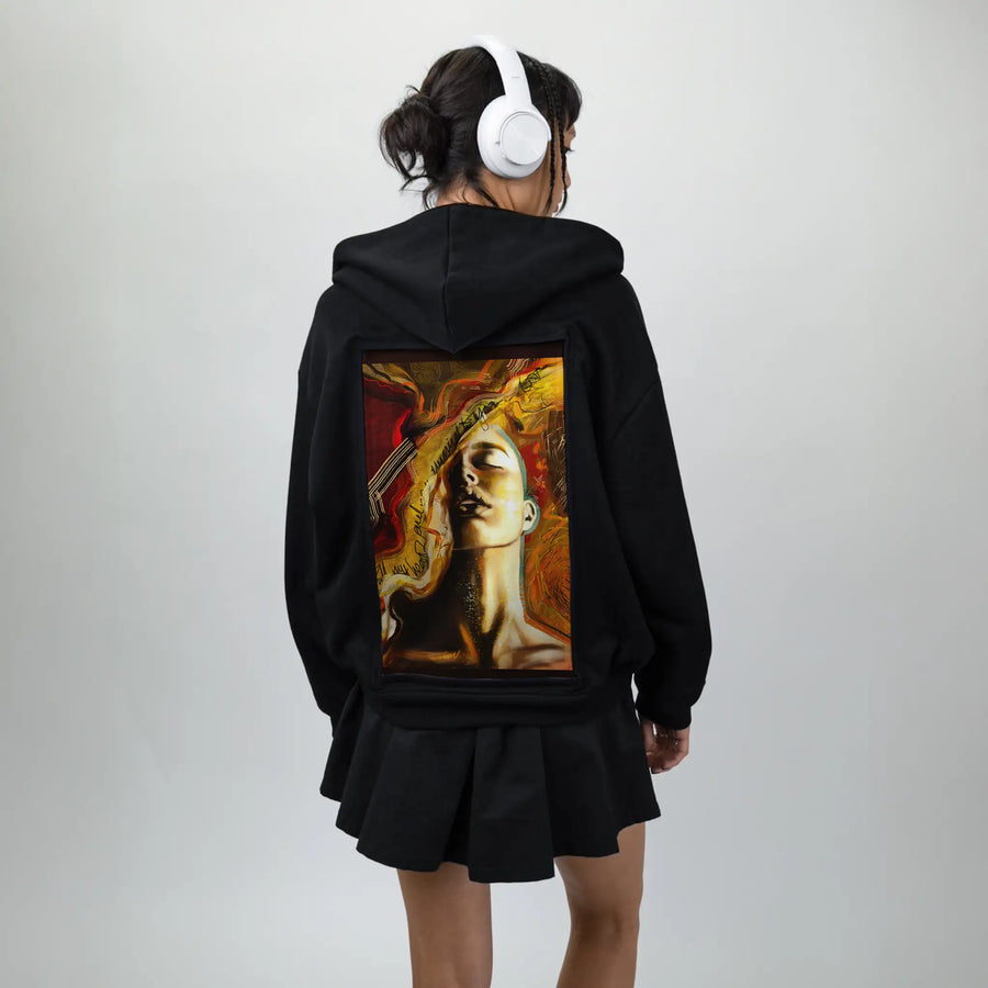 goldendaughterofjoy patch on female essential zip hoodie in after hours