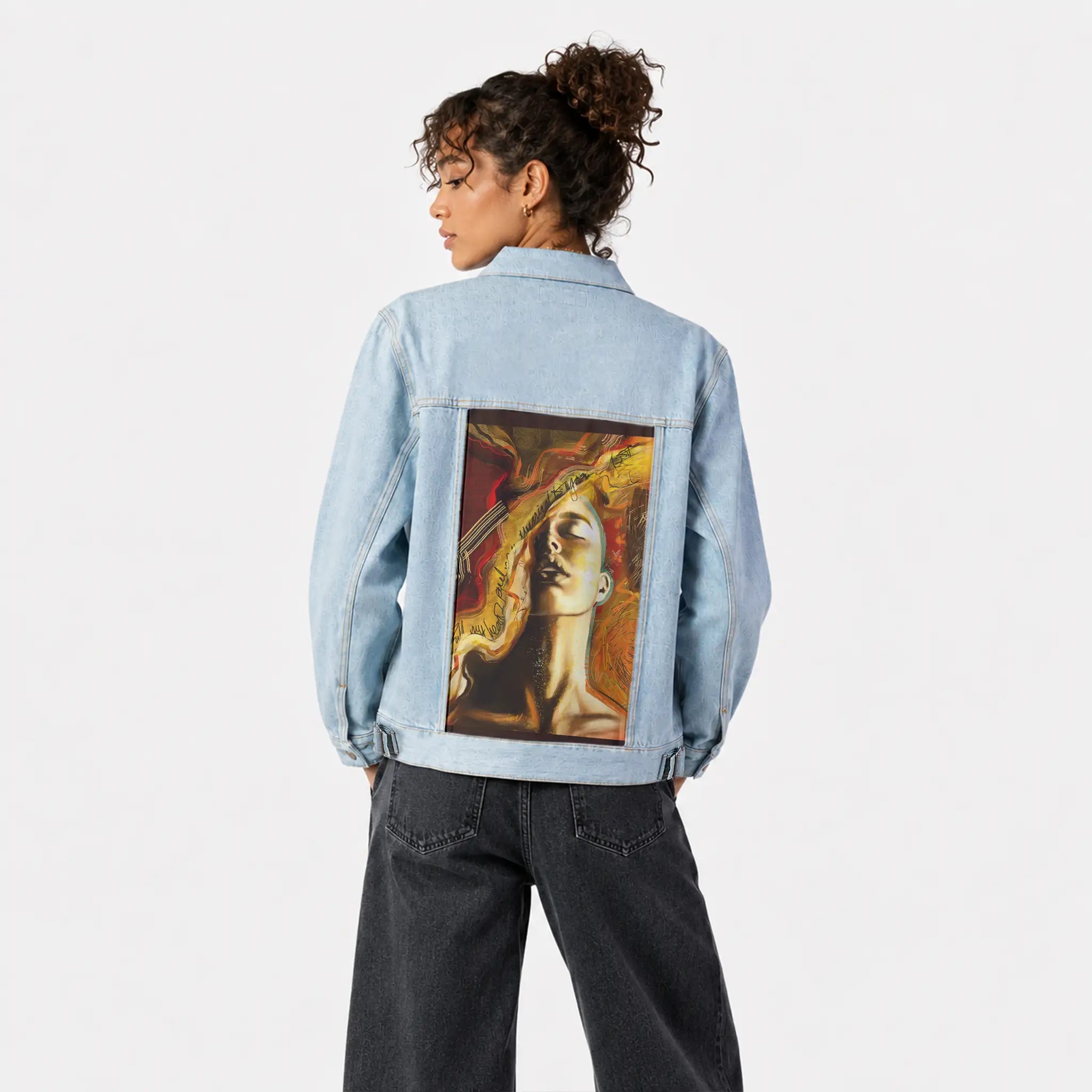 goldendaughterofjoy patch on female og denim jacket in oceanside