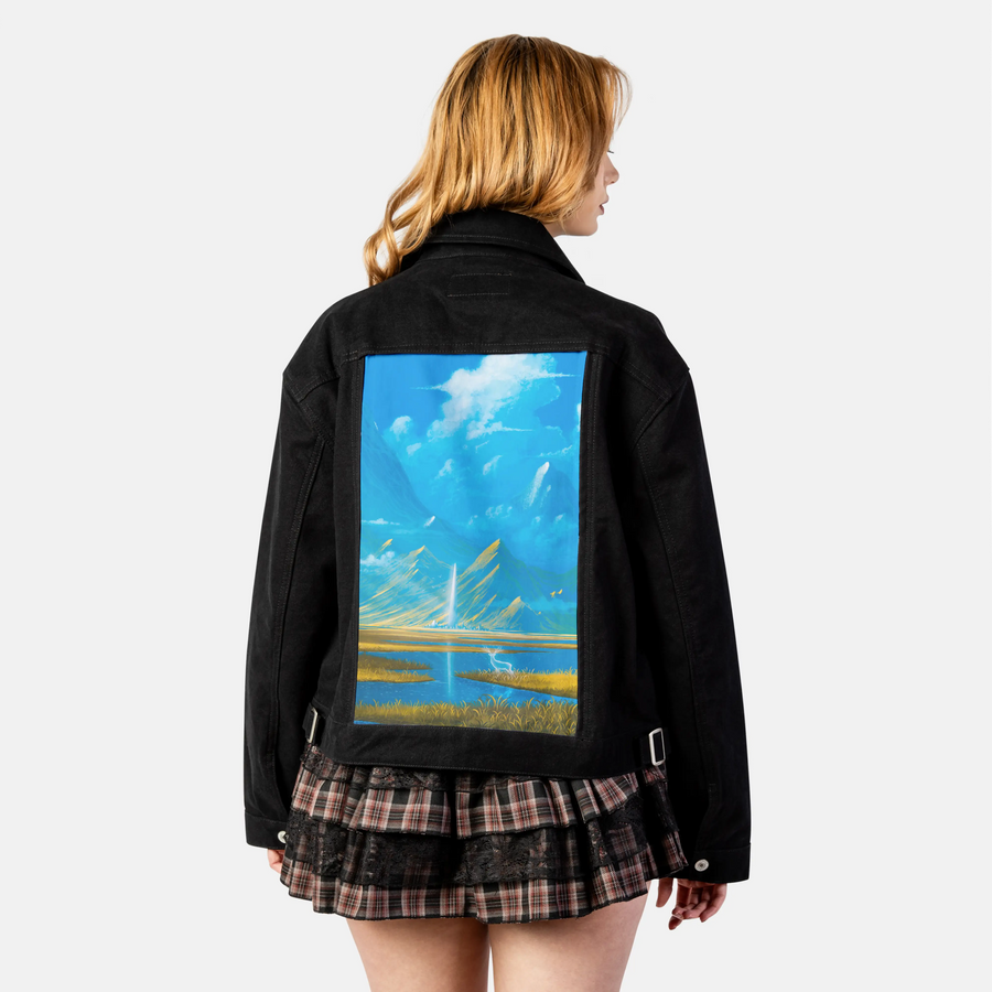 goldfieldsspirit patch on female atelier canvas jacket in nightfall