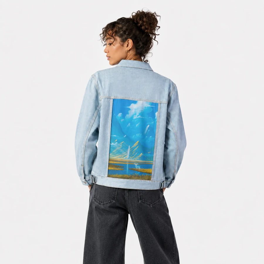 goldfieldsspirit patch on female og denim jacket in oceanside