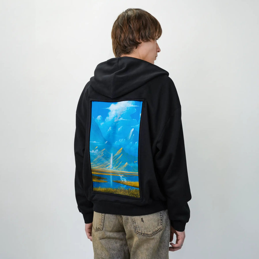 goldfieldsspirit patch on male essential zip hoodie in after hours