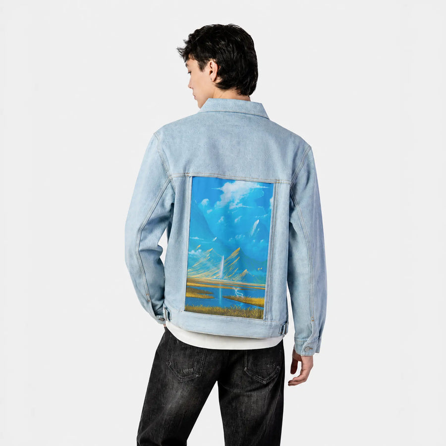 goldfieldsspirit patch on male og denim jacket in oceanside