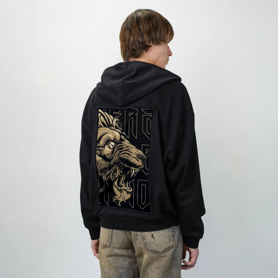 goldnoirroar patch on male essential zip hoodie in after hours