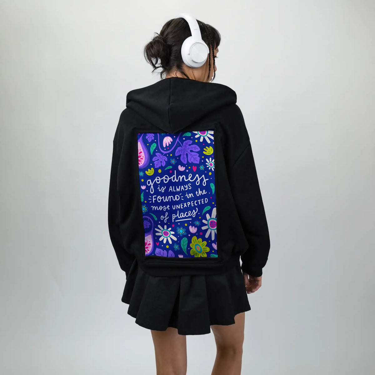 goodness patch on female essential zip hoodie in after hours
