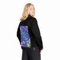goodness patch on female og denim jacket in raven