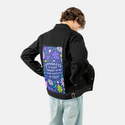 goodness patch on male og denim jacket in raven