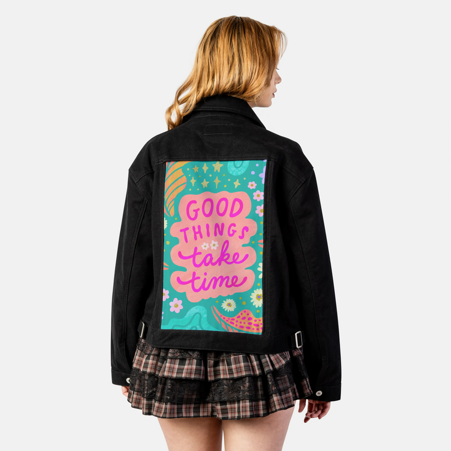 goodthings patch on female atelier canvas jacket in nightfall