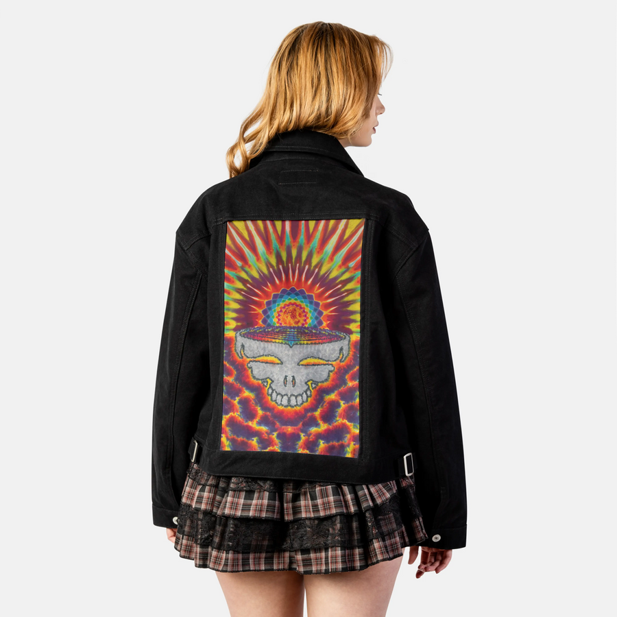 gratefuldawn patch on female atelier canvas jacket in nightfall