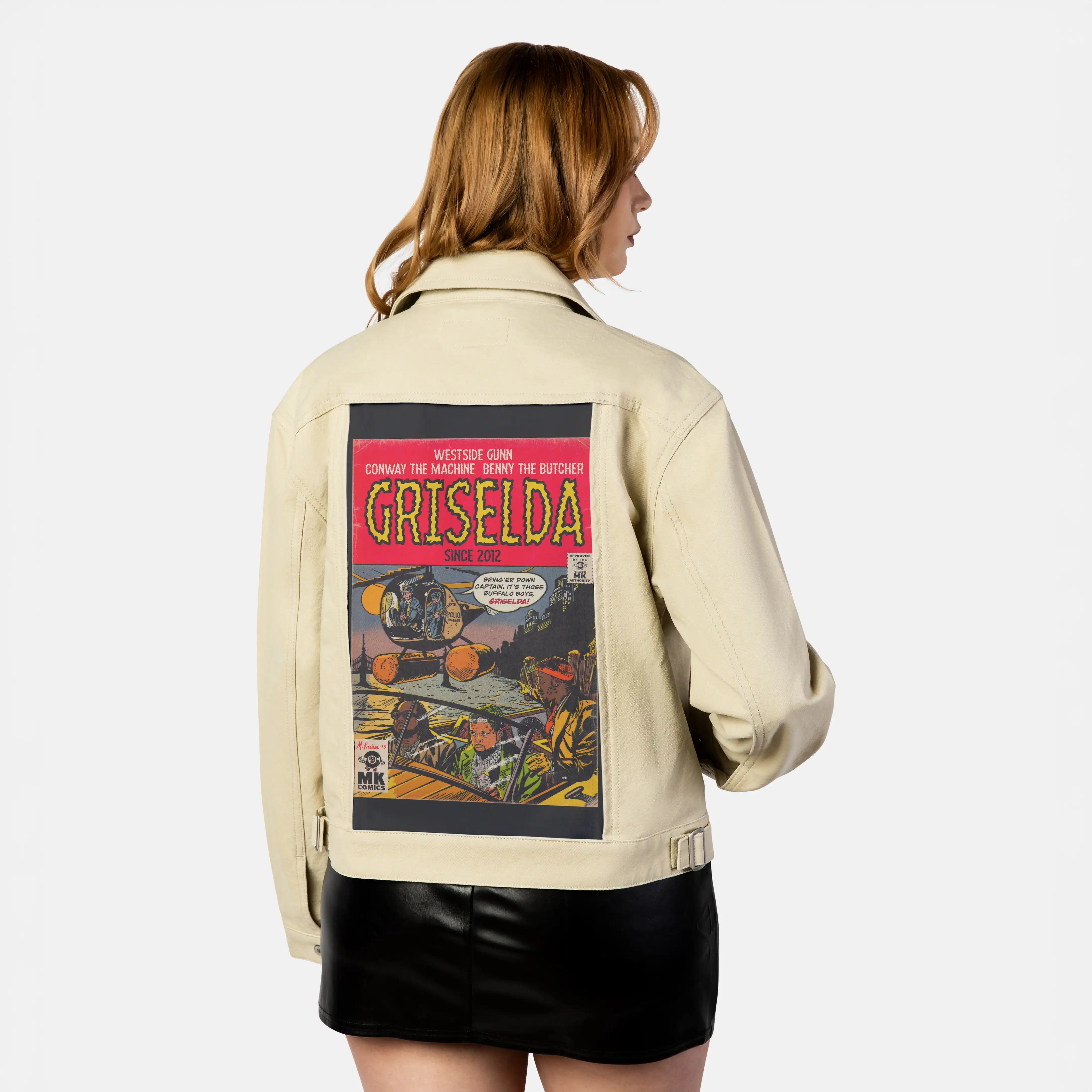 griselda patch on female atelier canvas jacket in tan