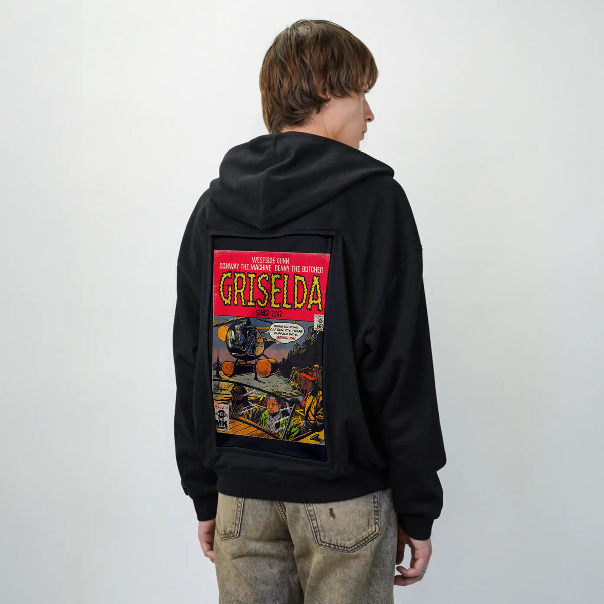griselda patch on male essential zip hoodie in after hours