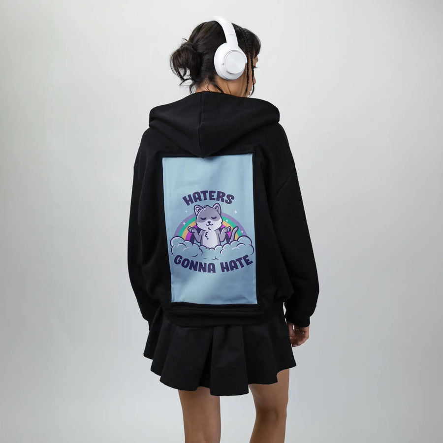 groundedkitty patch on female essential zip hoodie in after hours