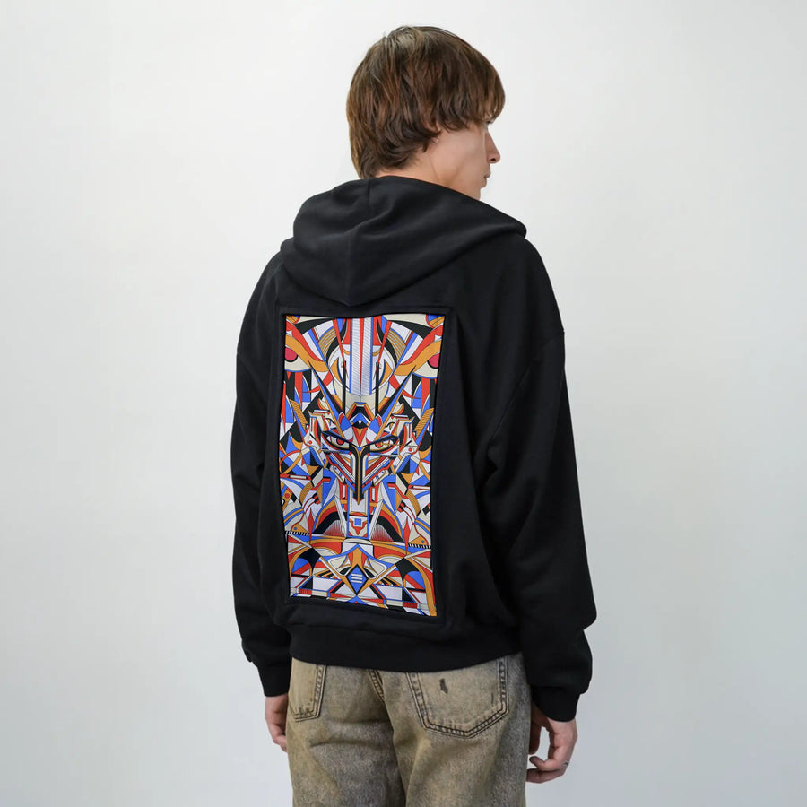 gundamforce patch on male essential zip hoodie in after hours
