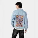 gundamforce patch on male og denim jacket in oceanside
