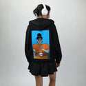 halloween patch on female essential zip hoodie in after hours