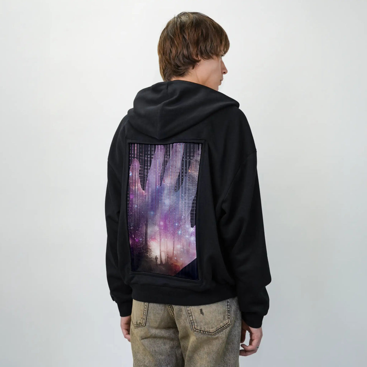 handscape patch on male essential zip hoodie in after hours