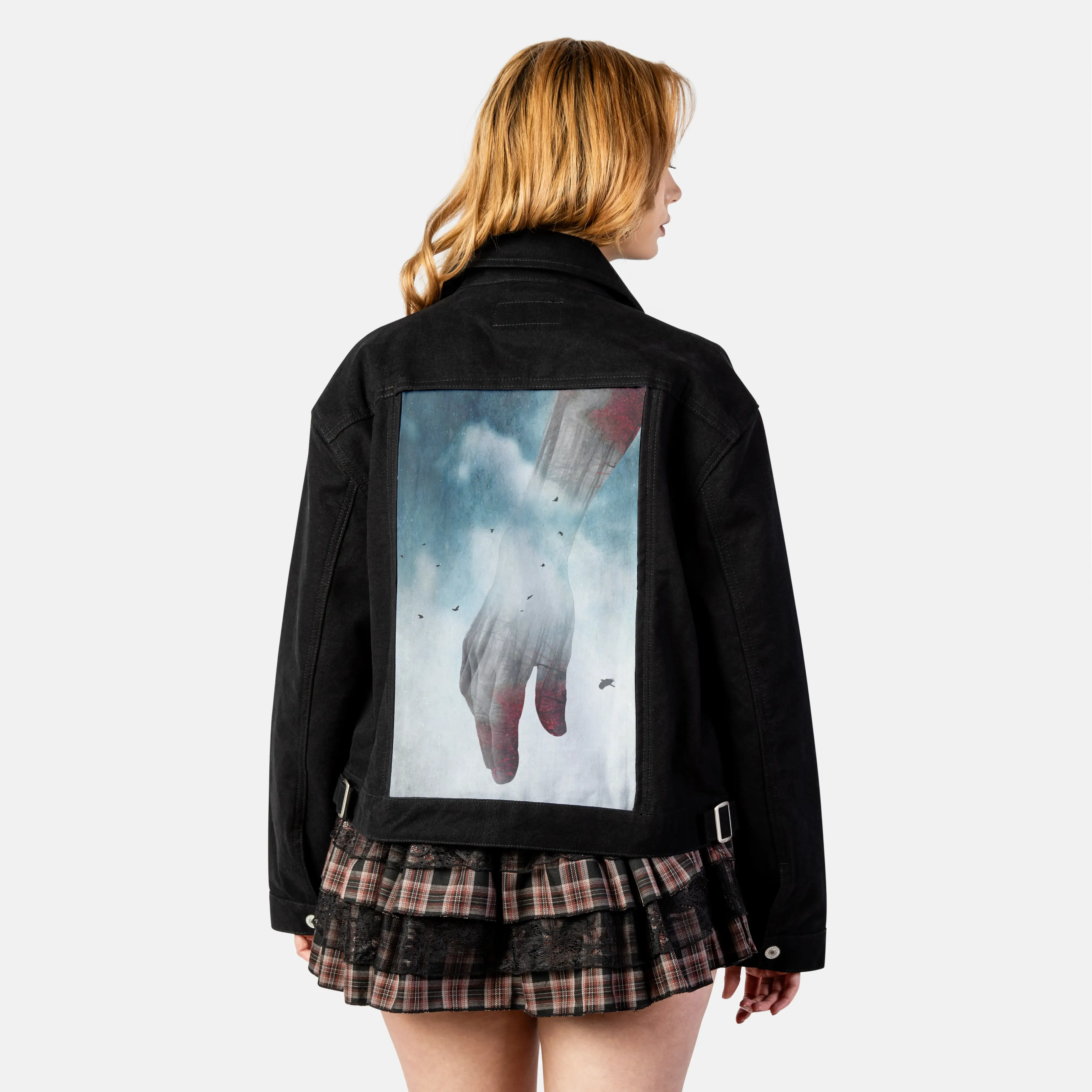 handscapecaress patch on female atelier canvas jacket in nightfall