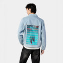 handscapecaress patch on male og denim jacket in oceanside