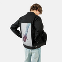 handscapepowerlines patch on male og denim jacket in raven