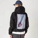 handscapepowerlines patch on male retro cord hoodie in onyx