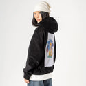 happiness patch on female retro cord hoodie in onyx