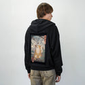 happyedocat patch on male essential zip hoodie in after hours