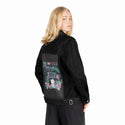 happyplaceplants patch on female og denim jacket in raven