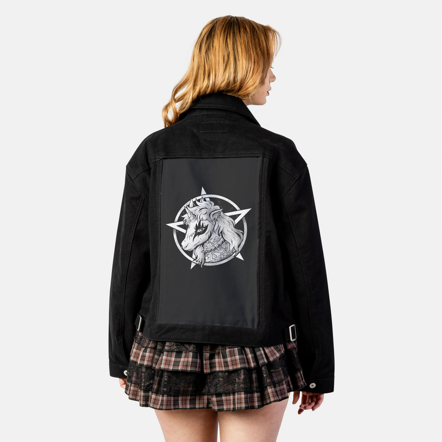 hardcorn patch on female atelier canvas jacket in nightfall