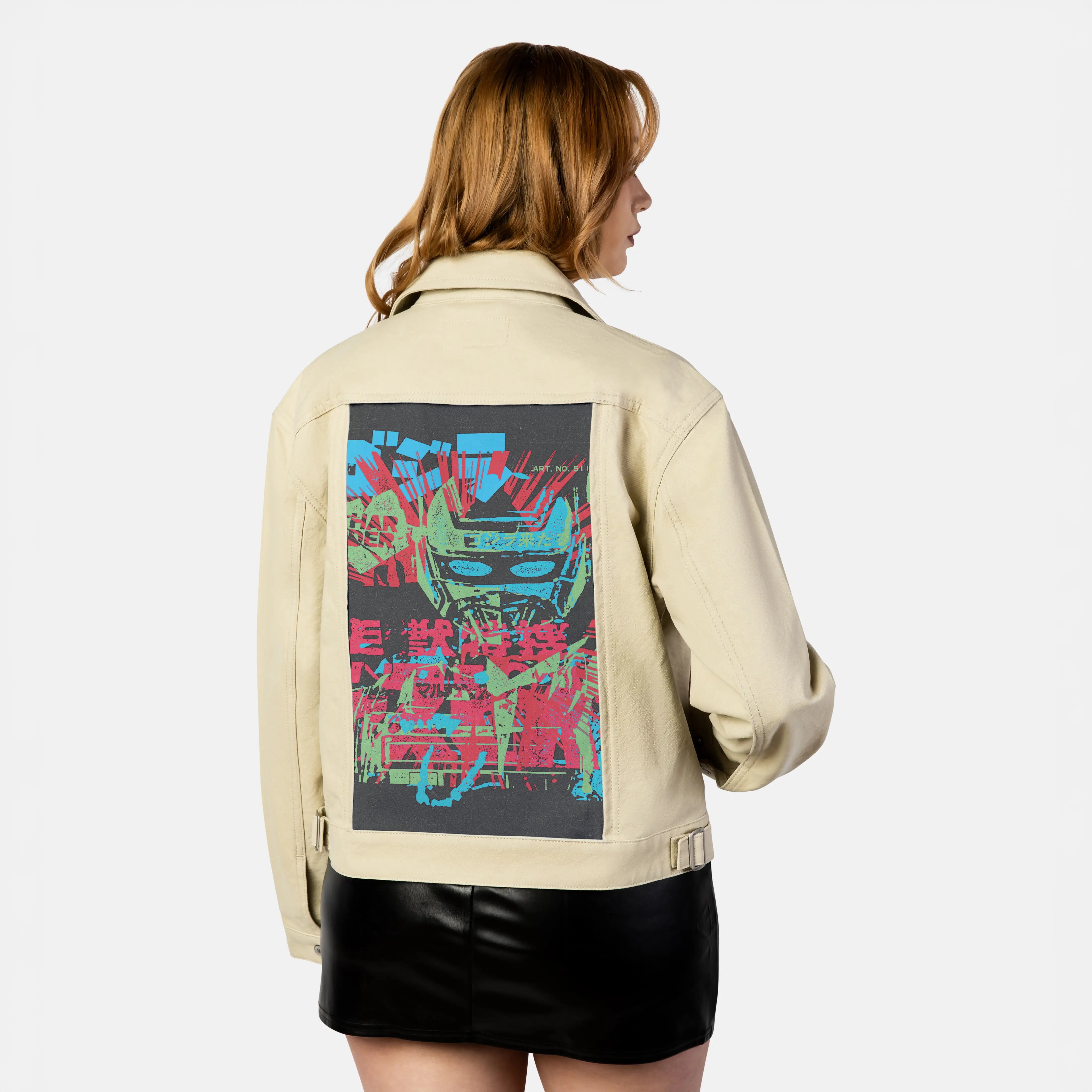 harder patch on female atelier canvas jacket in tan