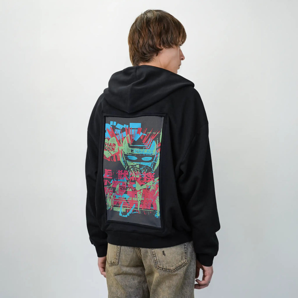 harder patch on male essential zip hoodie in after hours