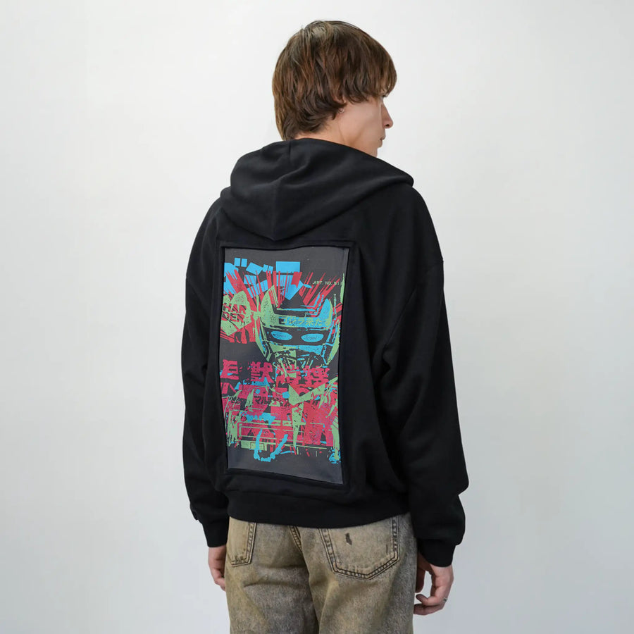 harder patch on male essential zip hoodie in after hours