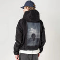 headincloud patch on male retro cord hoodie in onyx