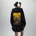 hearmeroar patch on female essential zip hoodie in after hours