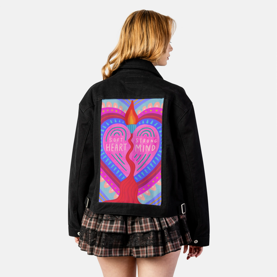 heartandmind patch on female atelier canvas jacket in nightfall