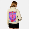 heartandmind patch on female atelier canvas jacket in tan
