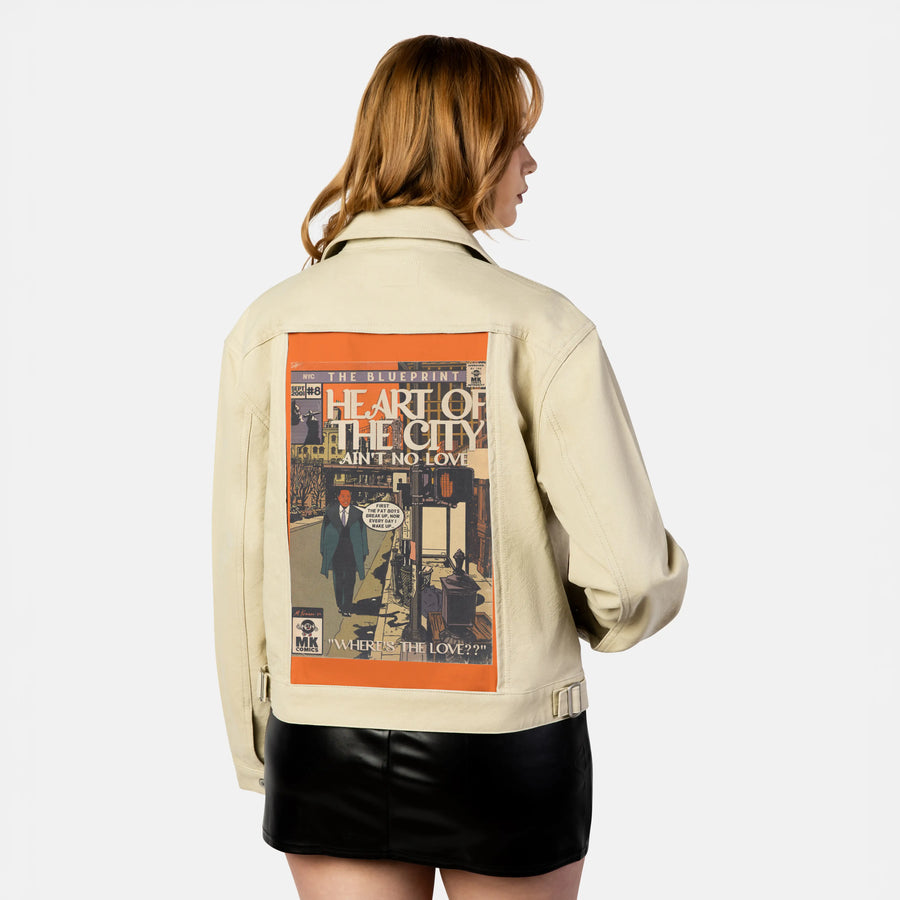 heartofthecity patch on female atelier canvas jacket in tan