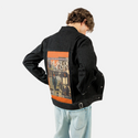 heartofthecity patch on male og denim jacket in raven