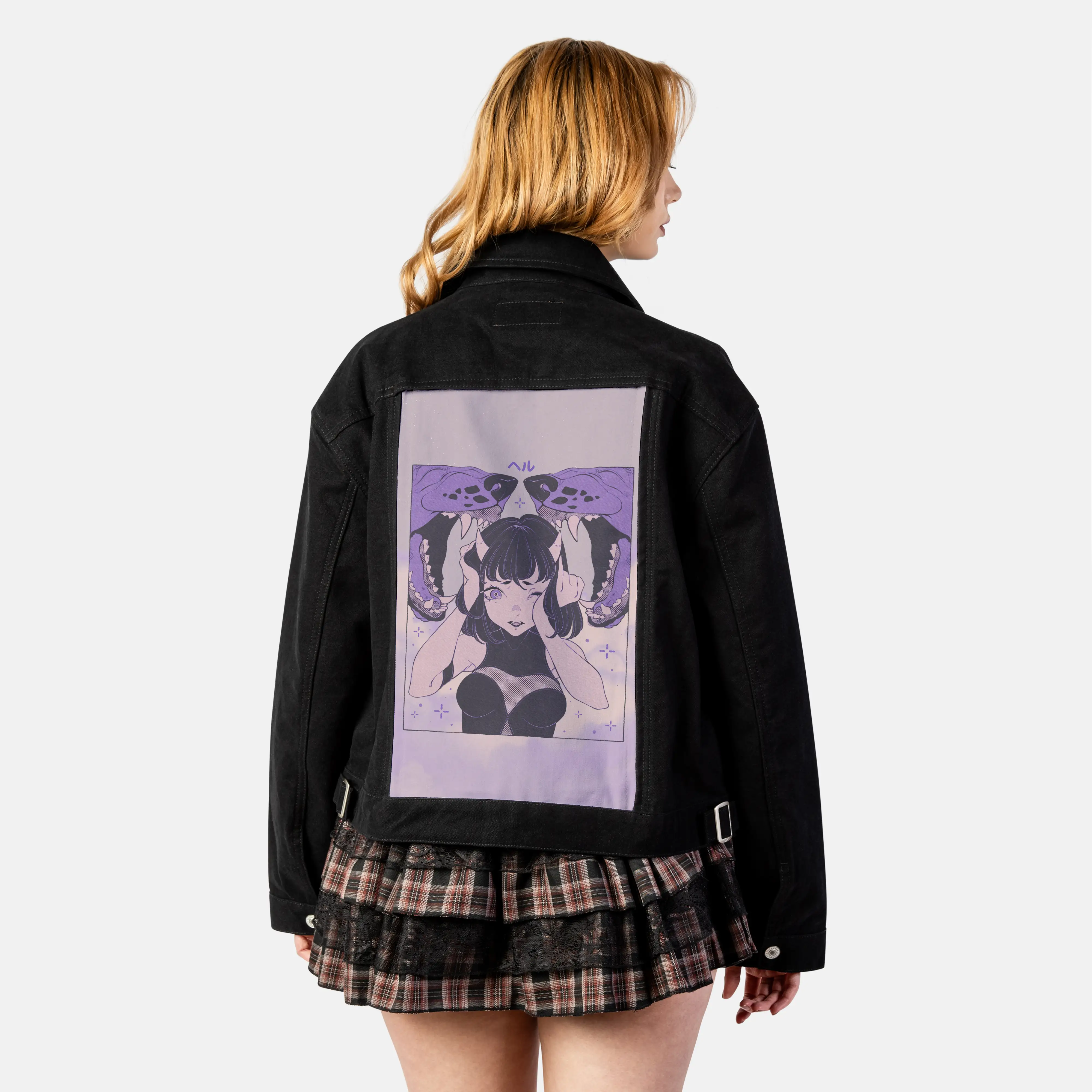 hell patch on female atelier canvas jacket in nightfall
