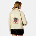 hellbound patch on female atelier canvas jacket in tan
