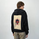 hellbound patch on male essential zip hoodie in after hours