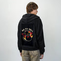 hellcat patch on male essential zip hoodie in after hours
