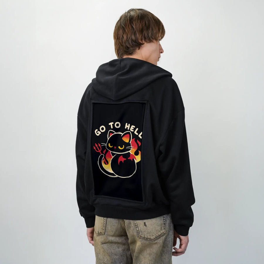 hellcat patch on male essential zip hoodie in after hours