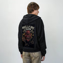 hellfireclub patch on male essential zip hoodie in after hours