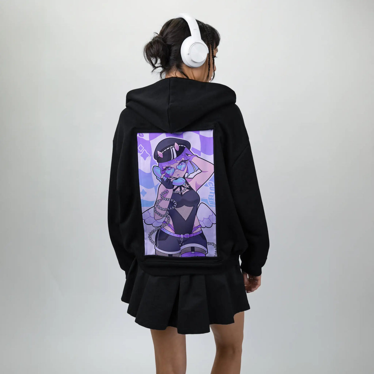 hellohello patch on female essential zip hoodie in after hours