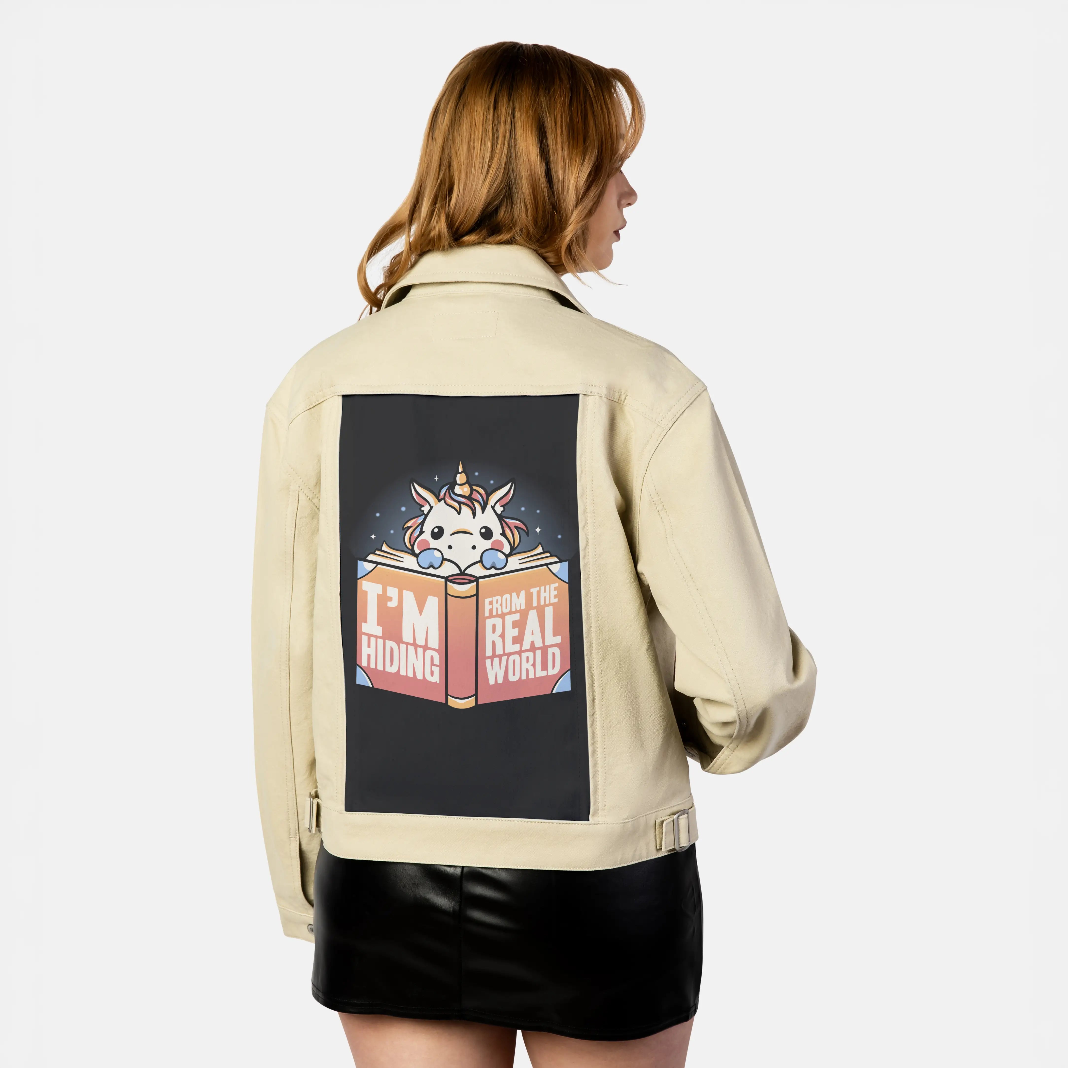 hidingfromtherealworld patch on female atelier canvas jacket in tan