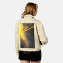 hisessence patch on female atelier canvas jacket in tan