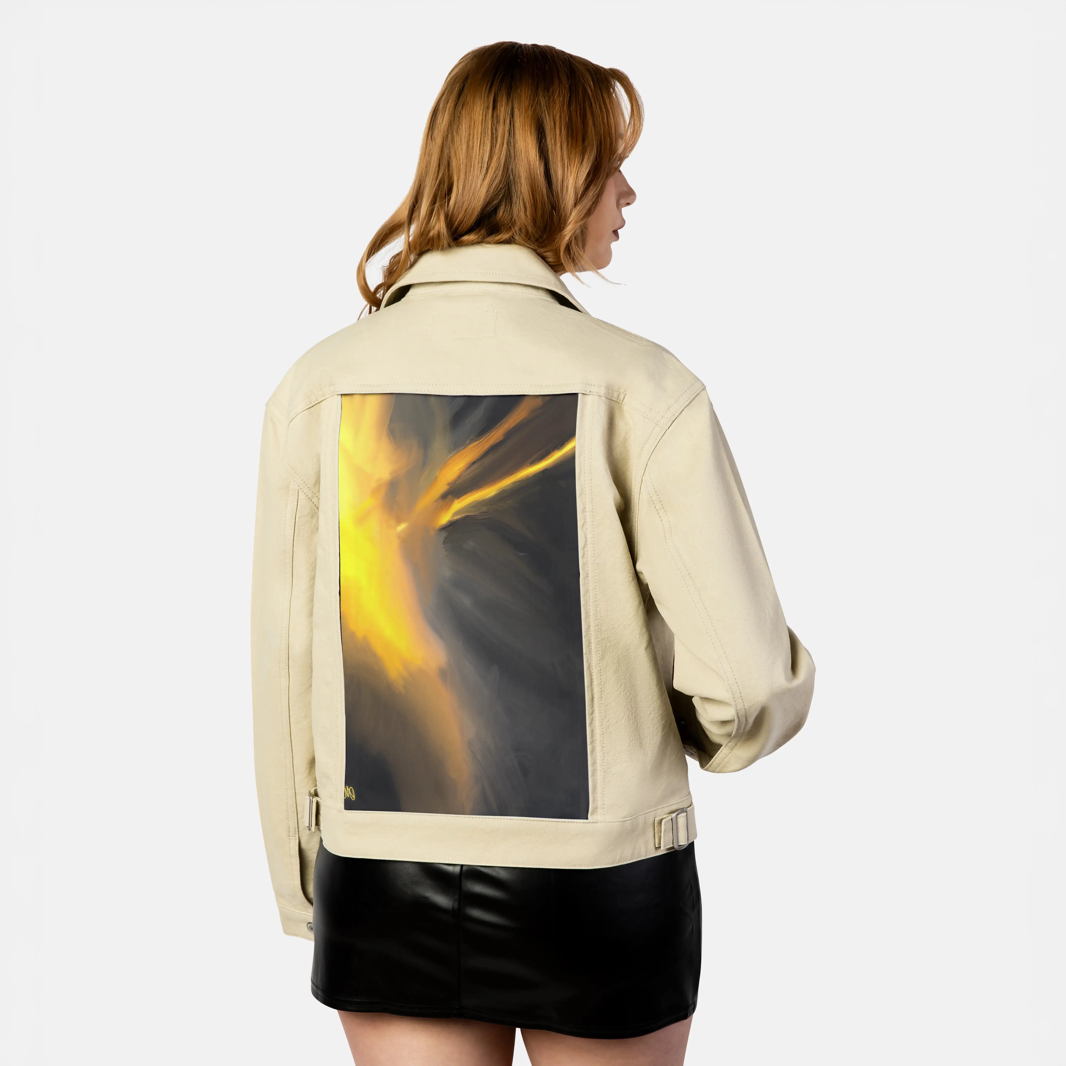hisessence patch on female atelier canvas jacket in tan